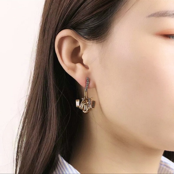 ALEXIS BITTAR • Gold Crystal Encrusted Stone Cluster Drop Earrings - Picture 2 of 8